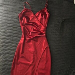 Elegant Red Satin Dress